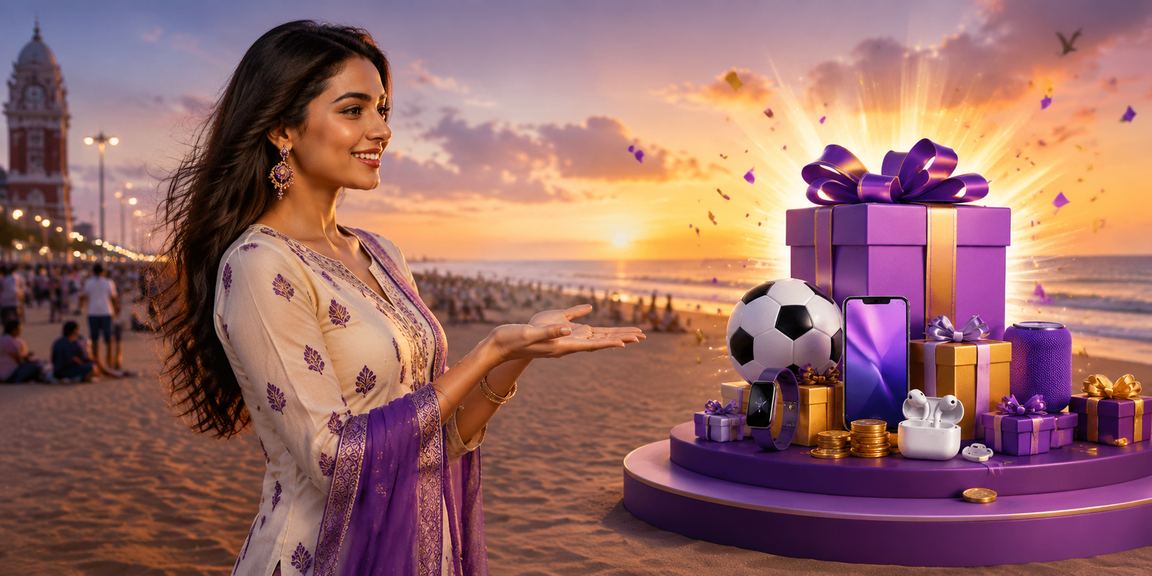 Young woman enjoying mobile slots game while relaxing in Chennai city setting
