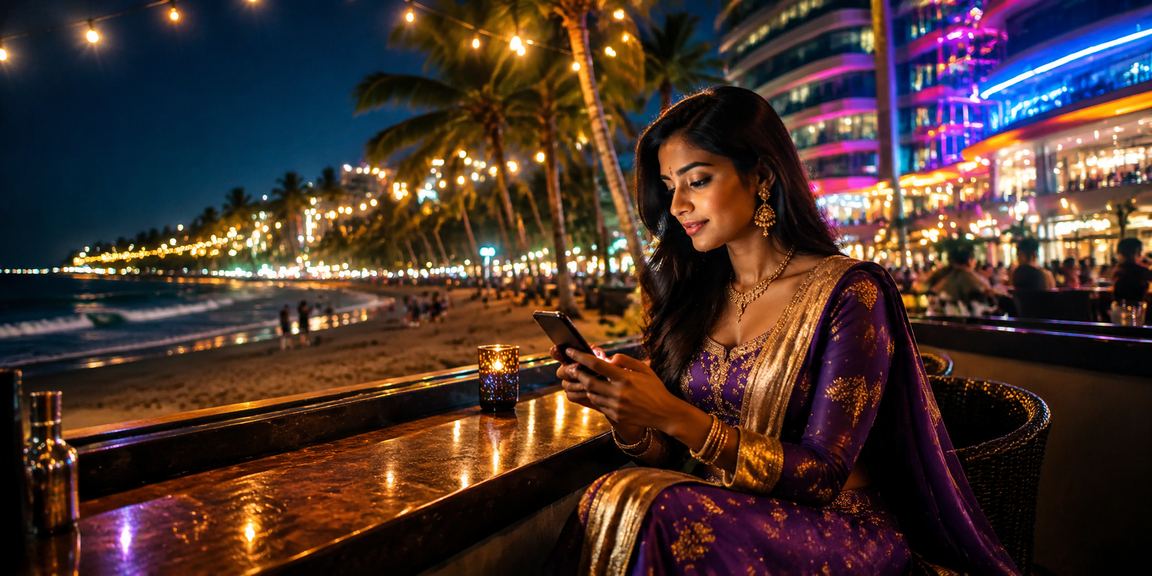 Mobile casino gaming at a beach in India
